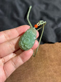 Natural Hetian Jade "Pink Green" Peony Necklace – Beauty & Good Fortune Talisman