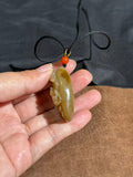 Handcarved Hetian Sugar Jade Pendant – Prosperity & Happiness Charm