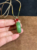 Hetian Jade Apple Green Weathered Pattern Safety Buckle Pendant – Protection & Peace Amulet