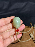 Handcarved Hetian White-Green Jade Pixiu Charm – Auspicious Energy Pendant