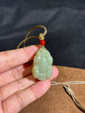 Handcarved Hetian White-Green Jade Pixiu Charm – Auspicious Energy Pendant