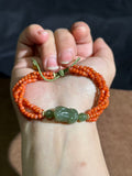 Multi-Strand Nanhong Beaded Bracelet with Hetian Pixiu – Fortune & Luck Talisman