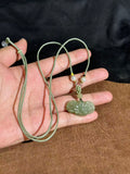 Handcarved Hetian Jade "Clear Water" Green Peony Ruyi Lock Pendant – Traditional Chinese Good Luck Talisman