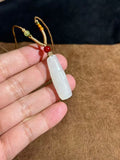 Handcarved Hetian Suet White Jade Bamboo Charm – Career Success Pendant