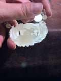 Handcarved Hetian Lotus Pink Phoenix Charm – Feminine Grace Pendant
