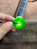 Handcarved Magpie & Peony Green Jade Ping An Kou Necklace