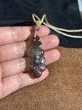 Handcarved Hetian Smoky Purple Lotus Pendant – Spiritual Beauty Charm