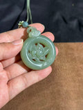 Handcarved Hetian Lake Green Jade Lotus Charm – Timeless Elegance Pendant