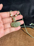 Handcarved Hetian Jade "Clear Water" Green Peony Ruyi Lock Pendant – Traditional Chinese Good Luck Talisman