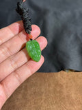 Natural Hetian Apple Green Jade "Golden Branch & Jade Leaf" Necklace – Growth & Prosperity Talisman