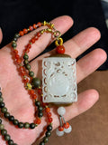 Handcarved Hetian White Jade Buddha Sachet – Serenity & Good Luck Charm
