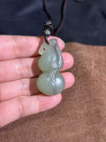 Handcarved Hetian Smoke Purple Jade Gourd Charm – Elegant Fortune Pendant