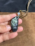 Hetian Jade Imperial Purple Carved Beetle & Fortune Bean Pendant – Luck & Prosperity Amulet