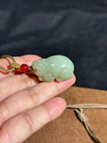 Handcarved Hetian White-Green Jade Pixiu Charm – Auspicious Energy Pendant