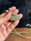 Handcarved Hetian Jade "Clear Water" Green Peony Ruyi Lock Pendant – Traditional Chinese Good Luck Talisman