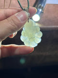 Handcarved Hetian Ice Clear Jade Lotus Charm – Serene Elegance Pendant