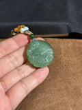 Natural Hetian Jade "Butterfly on Flower" Round Plaque – Romance & Prosperity Talisman
