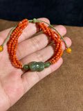 Multi-Strand Nanhong Beaded Bracelet with Hetian Pixiu – Fortune & Luck Talisman