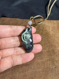 Hetian Jade Imperial Purple Carved Beetle & Fortune Bean Pendant – Luck & Prosperity Amulet