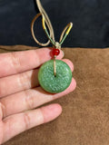 Hetian Jade Apple Green Weathered Pattern Safety Buckle Pendant – Protection & Peace Amulet