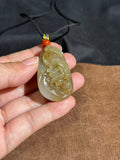 Handcarved Hetian Sugar Jade Pendant – Prosperity & Happiness Charm