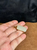 Natural Lotus Pink Hetian Jade Wushi Pai Pendant with S925 Silver
