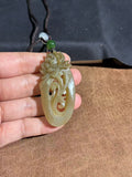 Handcarved Hetian Sugar Jade Lotus Pendant – Spiritual Beauty Charm