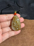 Handcarved Hetian Sugar Jade Pendant – Prosperity & Happiness Charm