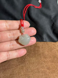 Hetian Jade White-Green Ruyi Safety Lock Pendant – Protection & Blessing Amulet