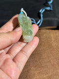 Hetian Jade Green & White Two-Tone Snail Pendant – "Turn the Tide" Fortune Amulet