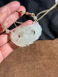 Handcarved Hetian Lotus Pink Phoenix Charm – Feminine Grace Pendant