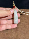 Handcarved Hetian White Jade Magnolia Charm – Feminine Grace Pendant