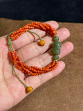 Multi-Strand Nanhong Beaded Bracelet with Hetian Pixiu – Fortune & Luck Talisman