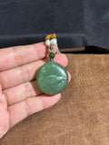 Natural Hetian Jade "Butterfly on Flower" Round Plaque – Romance & Prosperity Talisman